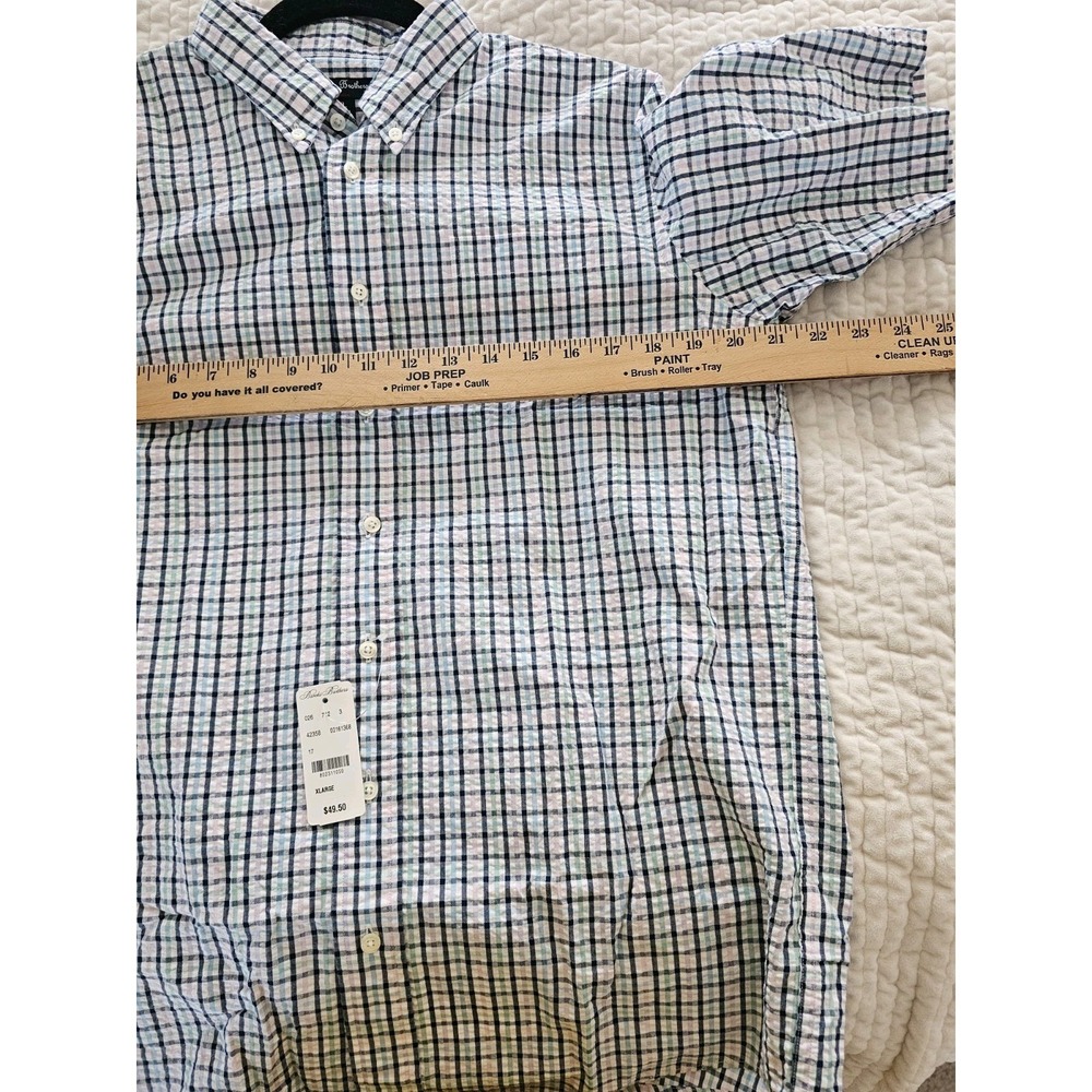 Brooks Brothers Fleece Pastel Gingham Plaid Preppy Designer Shirt XL - Picture 4 of 6